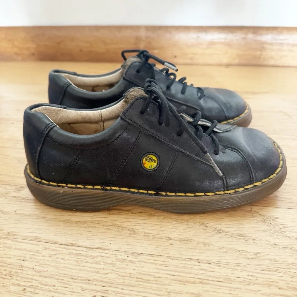 Dr Martens Kids Size 1 Black Leather Shoe Low Oxford Lace Up